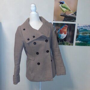 H&M CREAM BUTTON UP PEA COAT- SZ: 6